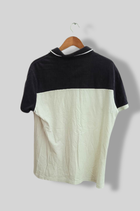 Vintage Ollygan white and black colorblock small polo short sleeve shirt
