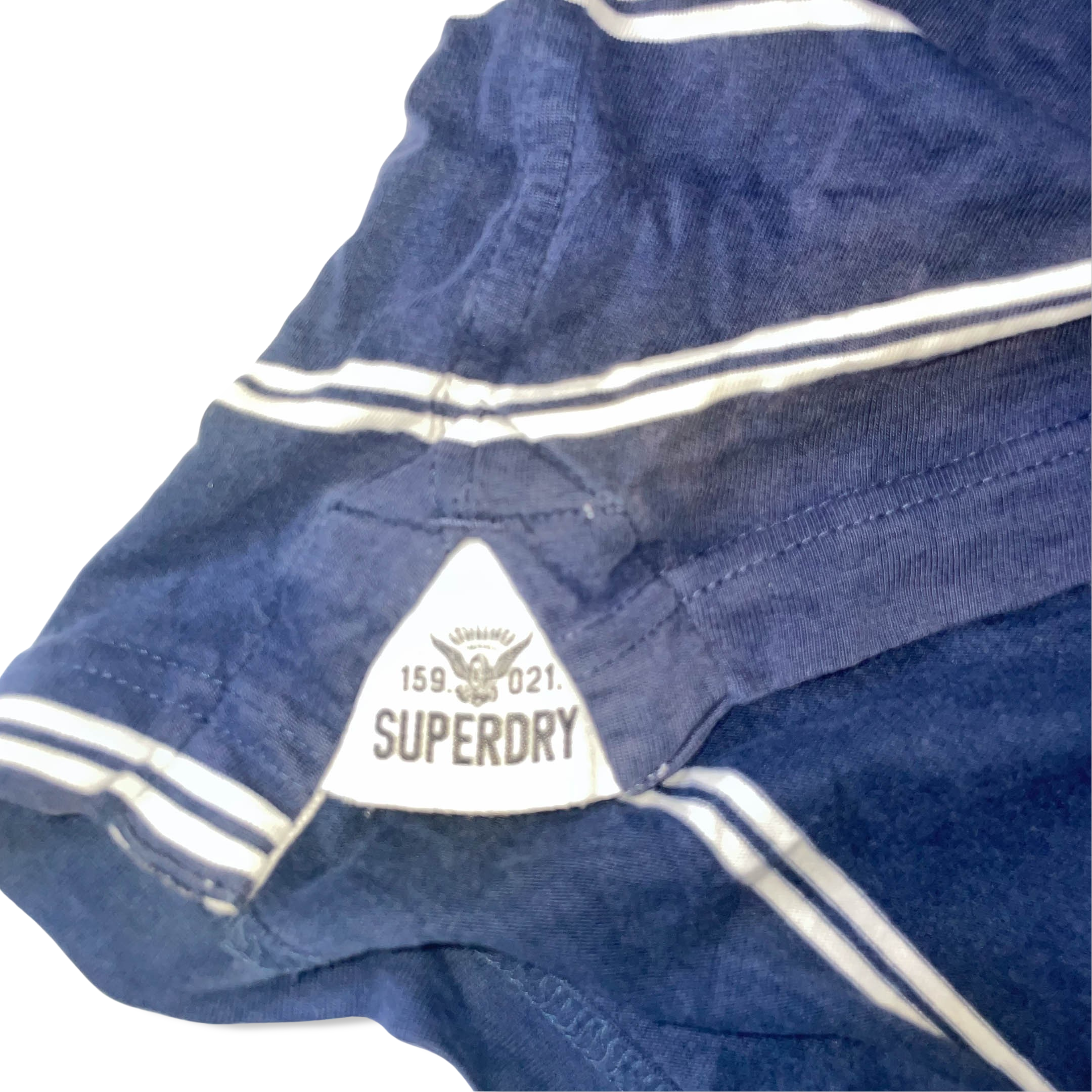 Vintage Superdry blue stripe regular fit mens medium polo shirt