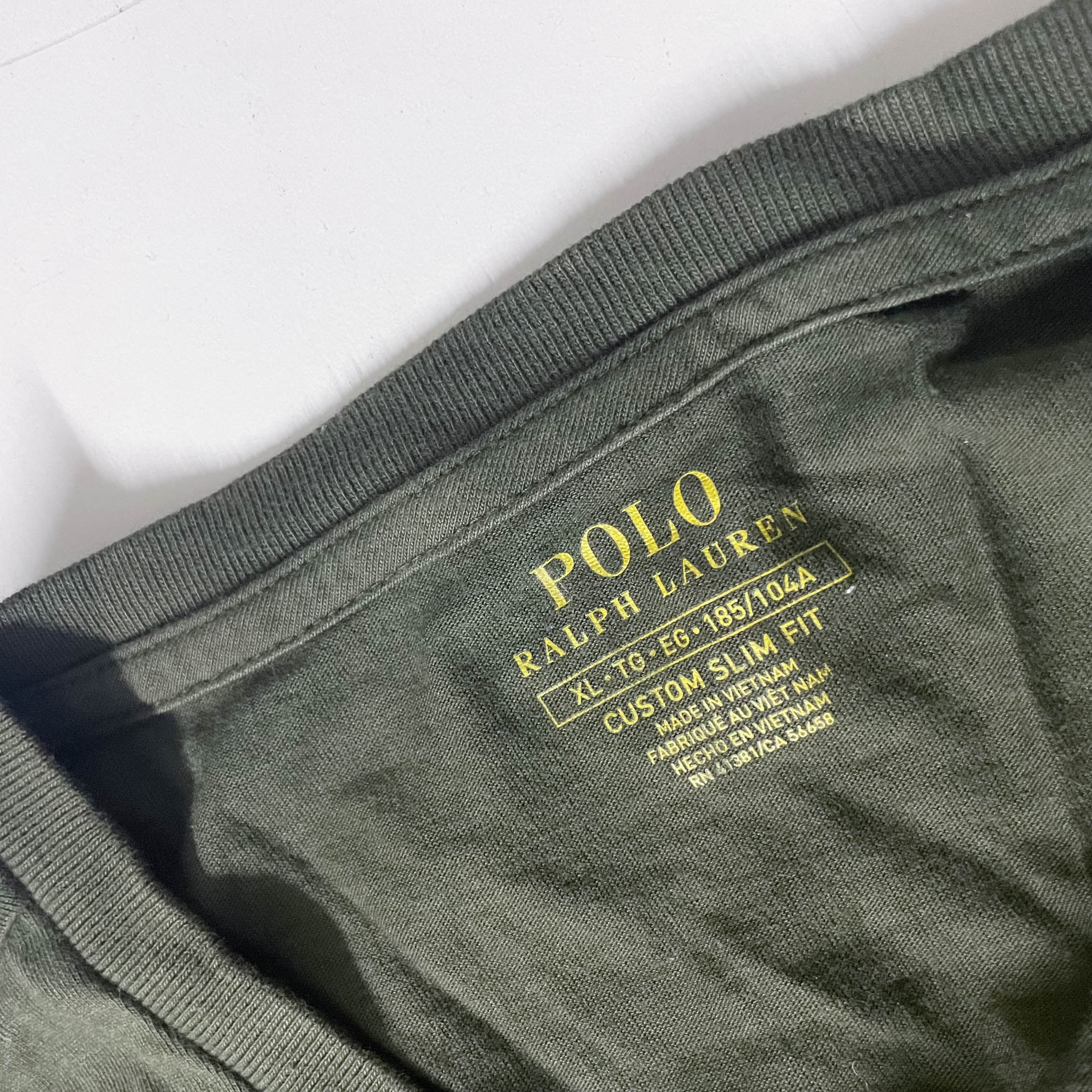 Vintage Polo Ralph Lauren Khaki Green Custom slim fit XL tees