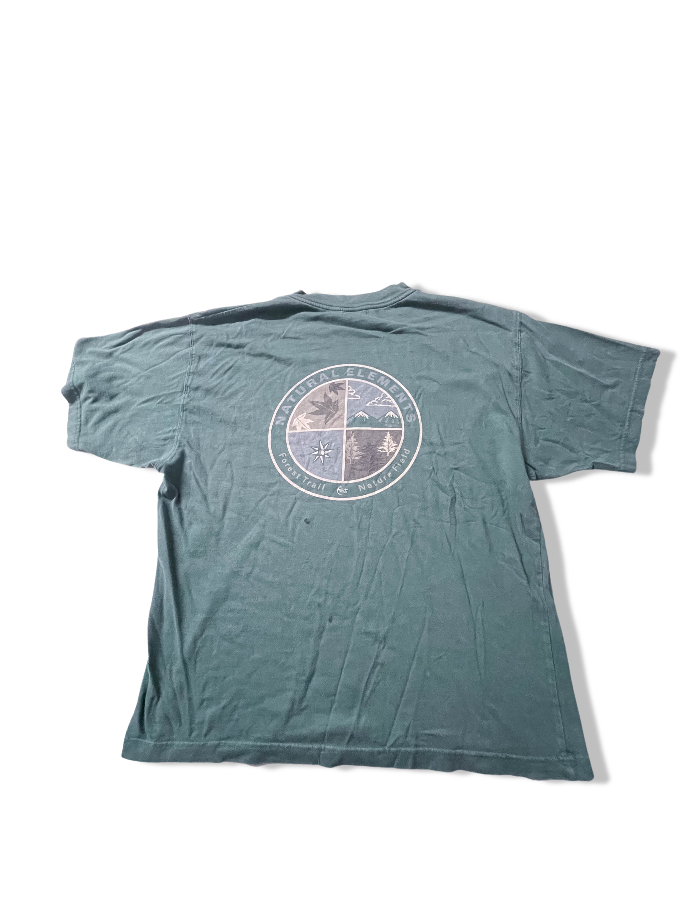 Vintage Lyanto mens Natural element forest trail graphics green tees size M 