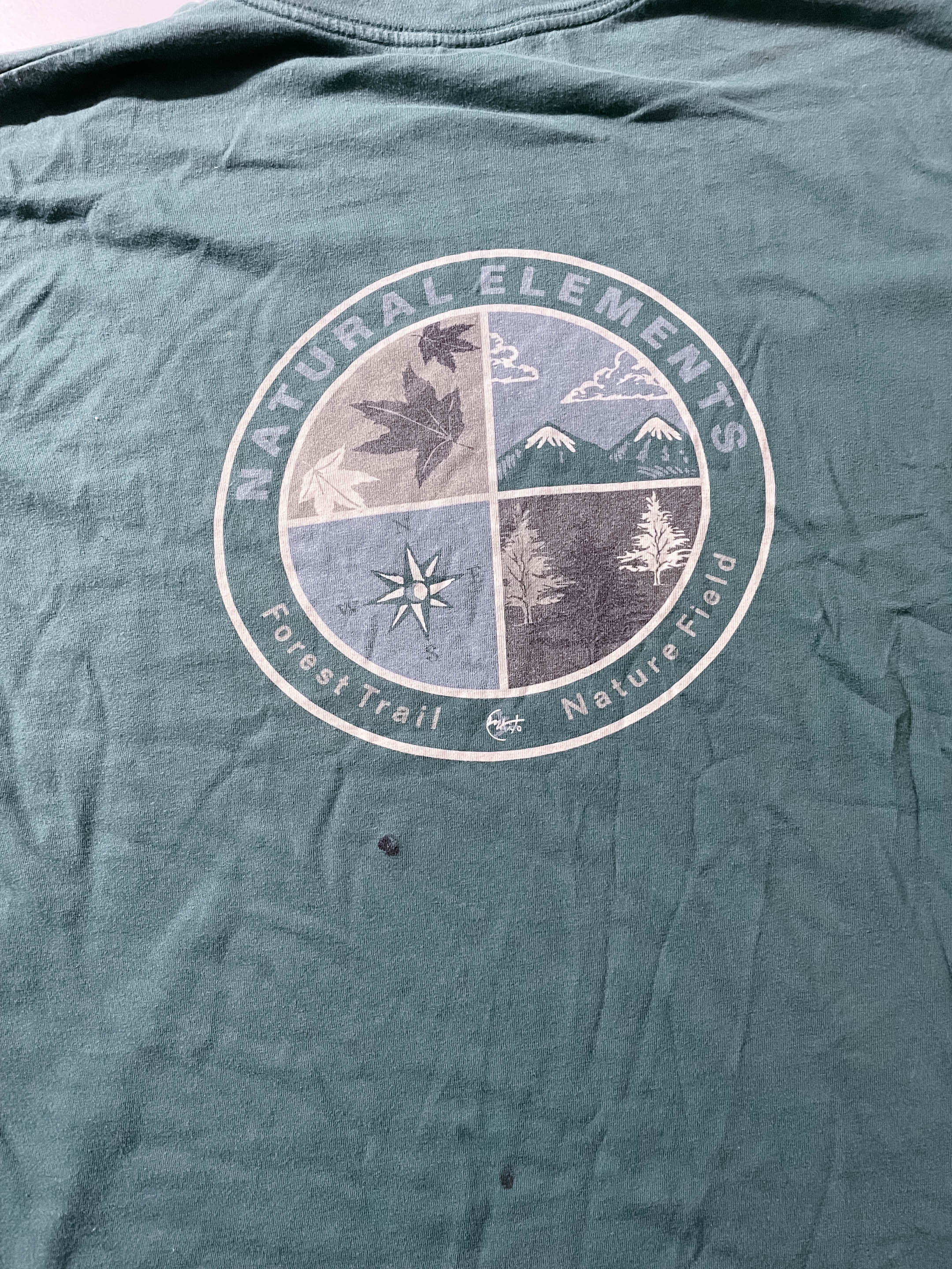 Vintage Lyanto mens Natural element forest trail graphics green tees size M 