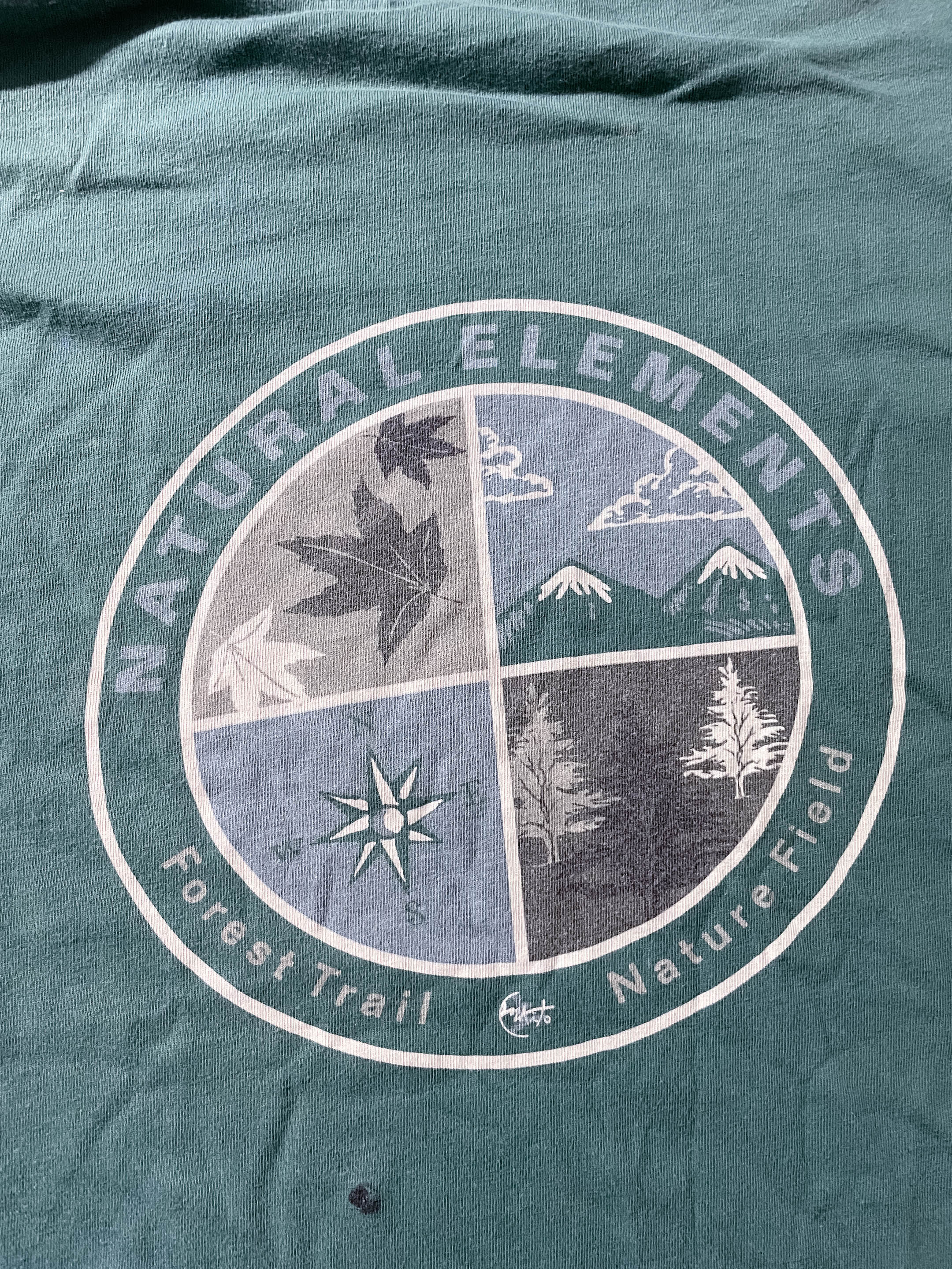 Vintage Lyanto mens Natural element forest trail graphics green tees size M 