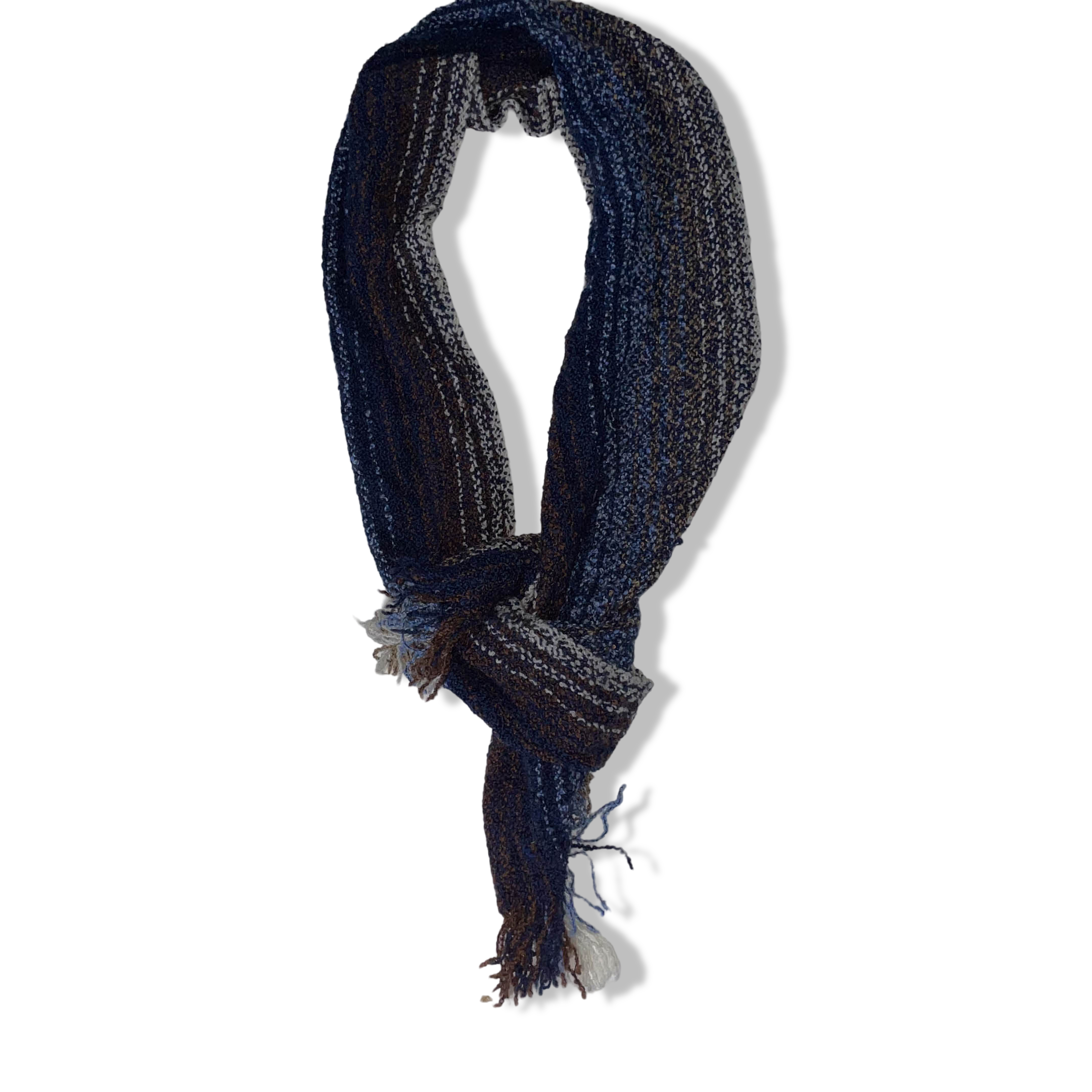Vintage Mucros weavers multi stripe autumn basic scarf with fringe ends