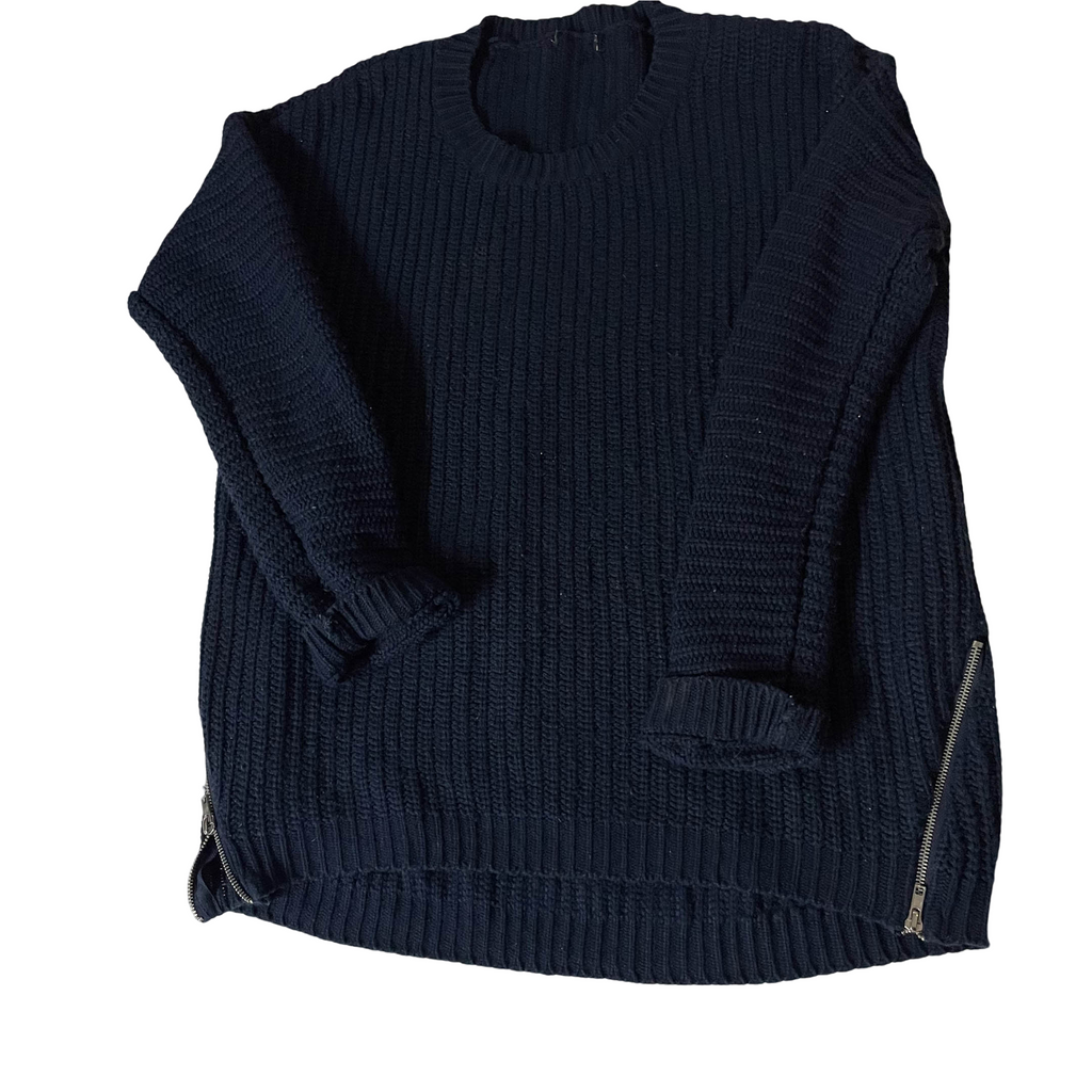 Vintage Chunky knitted navy crew neck sweater in UK 18 EU 46 USA 14|L29W22| 3728