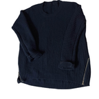 Vintage Chunky knitted navy crew neck sweater in UK 18 EU 46 USA 14|L29W22| 3728