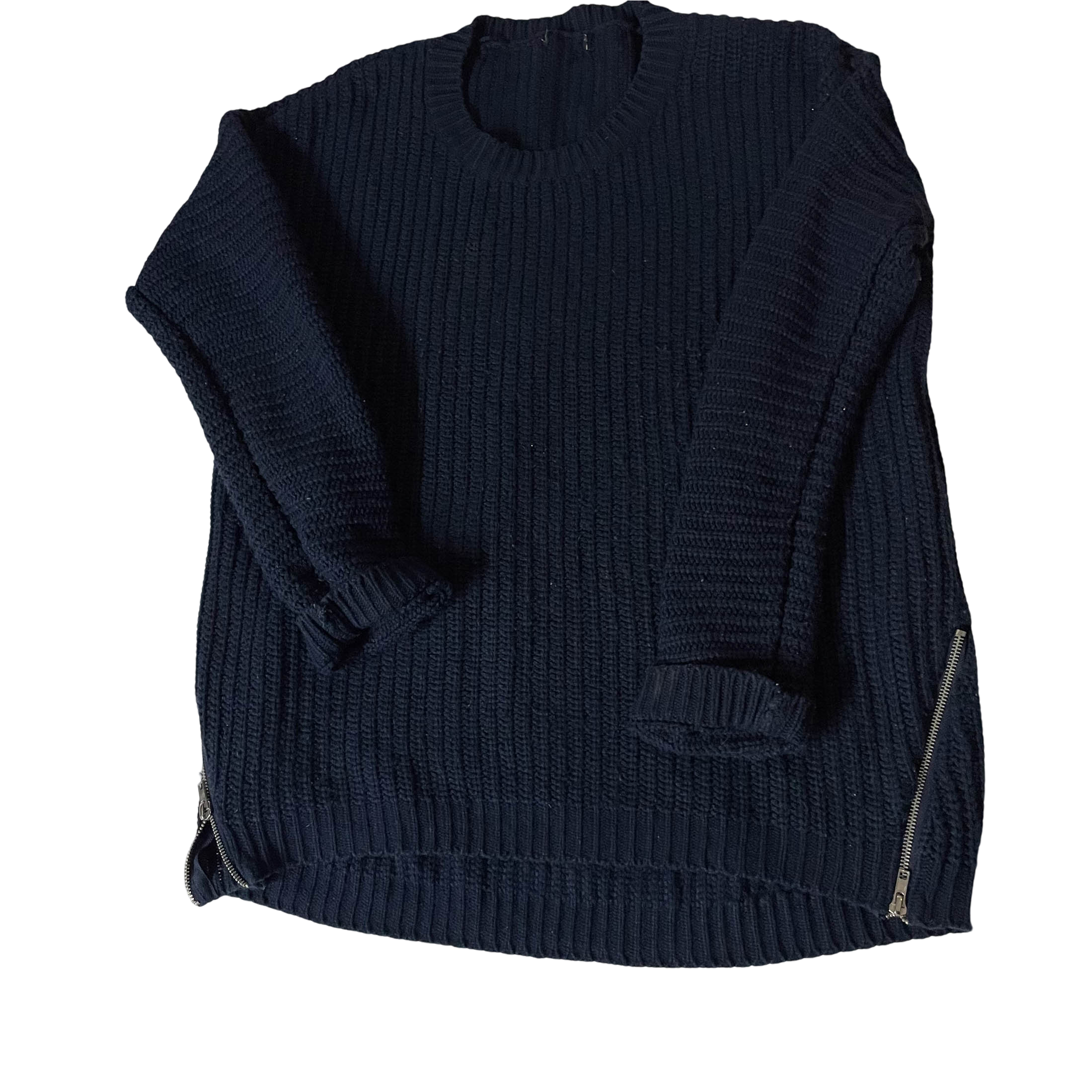 Vintage Chunky knitted navy crew neck sweater in UK 18 EU 46 USA 14|L29W22| 3728