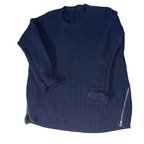 Vintage Chunky knitted navy crew neck sweater in UK 18 EU 46 USA 14|L29W22| 3728