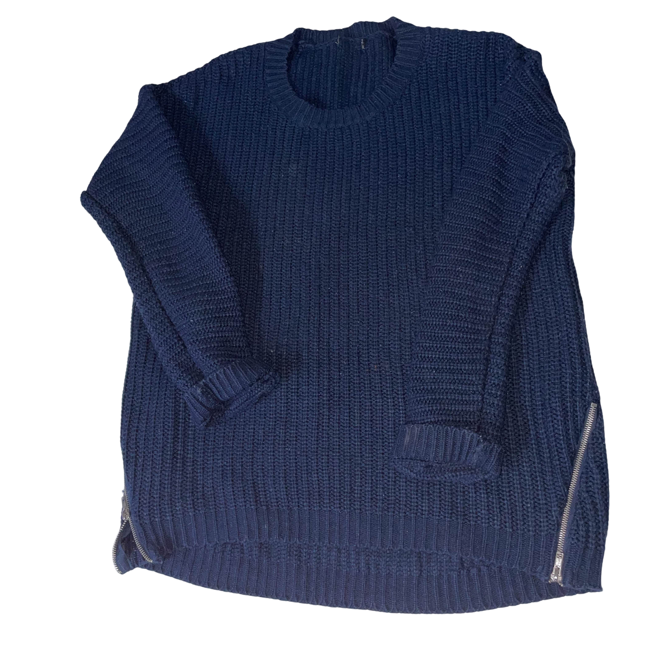Vintage Chunky knitted navy crew neck sweater in UK 18 EU 46 USA 14|L29W22| 3728