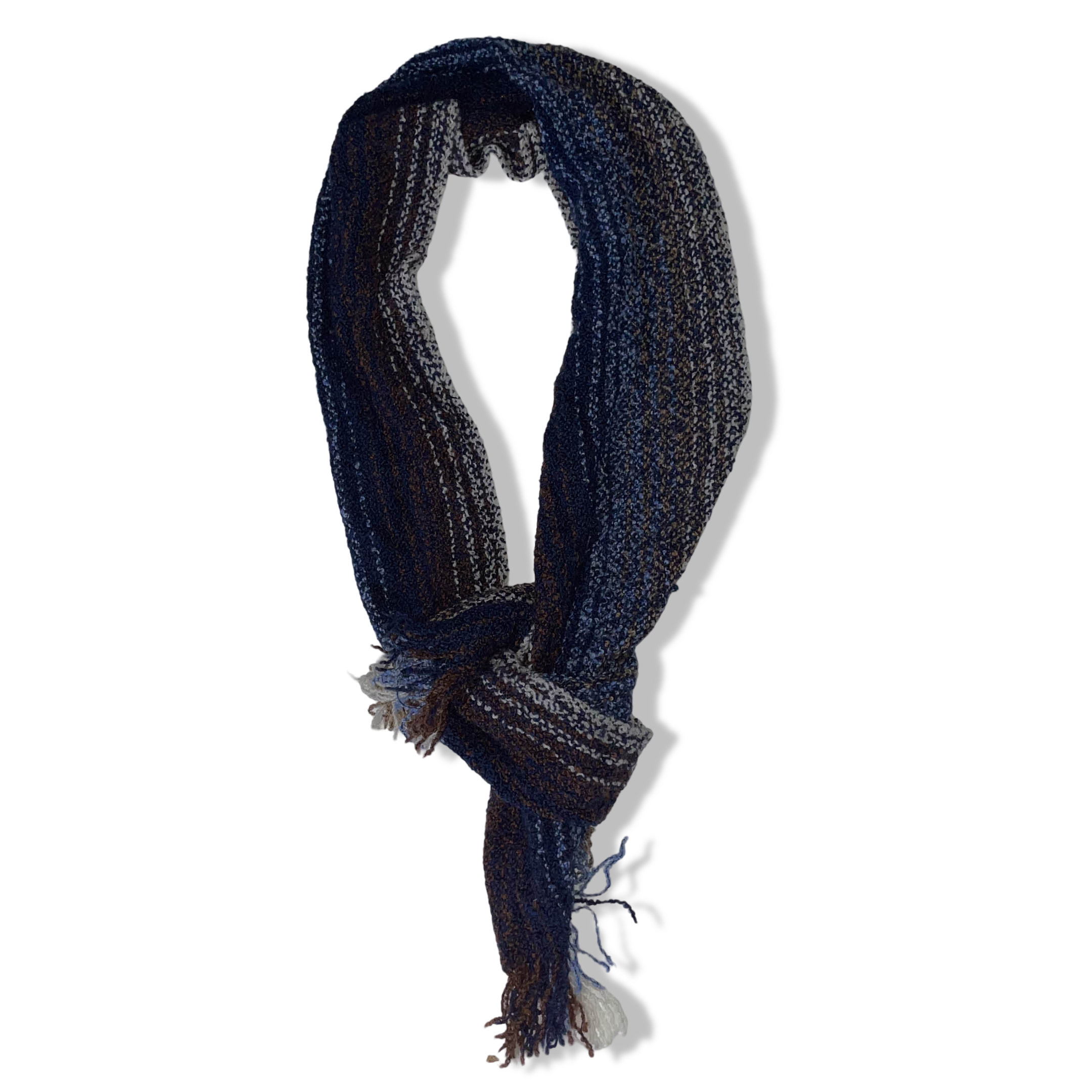 Vintage Mucros weavers multi stripe autumn basic scarf with fringe ends