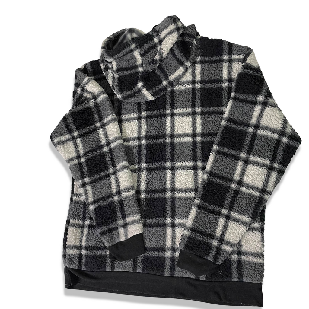 Men's Penguin Original large black & white plaid hooded sweatshirt | SKU 3687