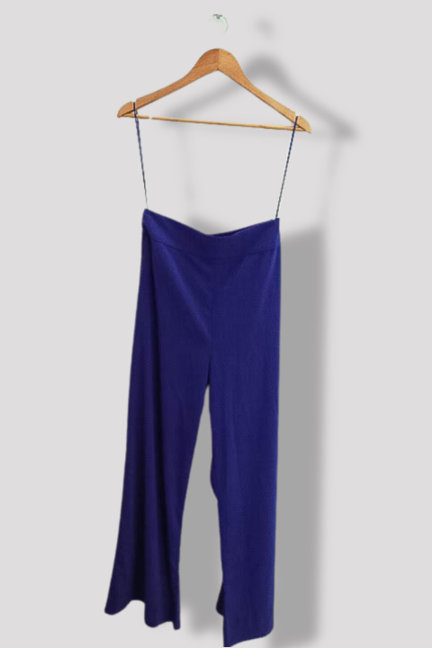 Vintage Aq/Aq womens tuck in pallazo blue trouser uk 10