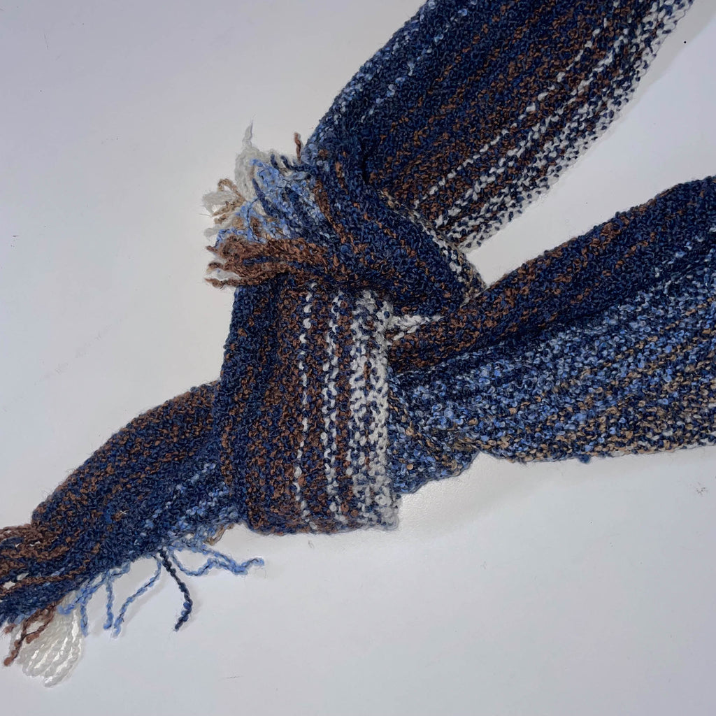 Vintage Mucros weavers multi stripe autumn basic scarf with fringe ends