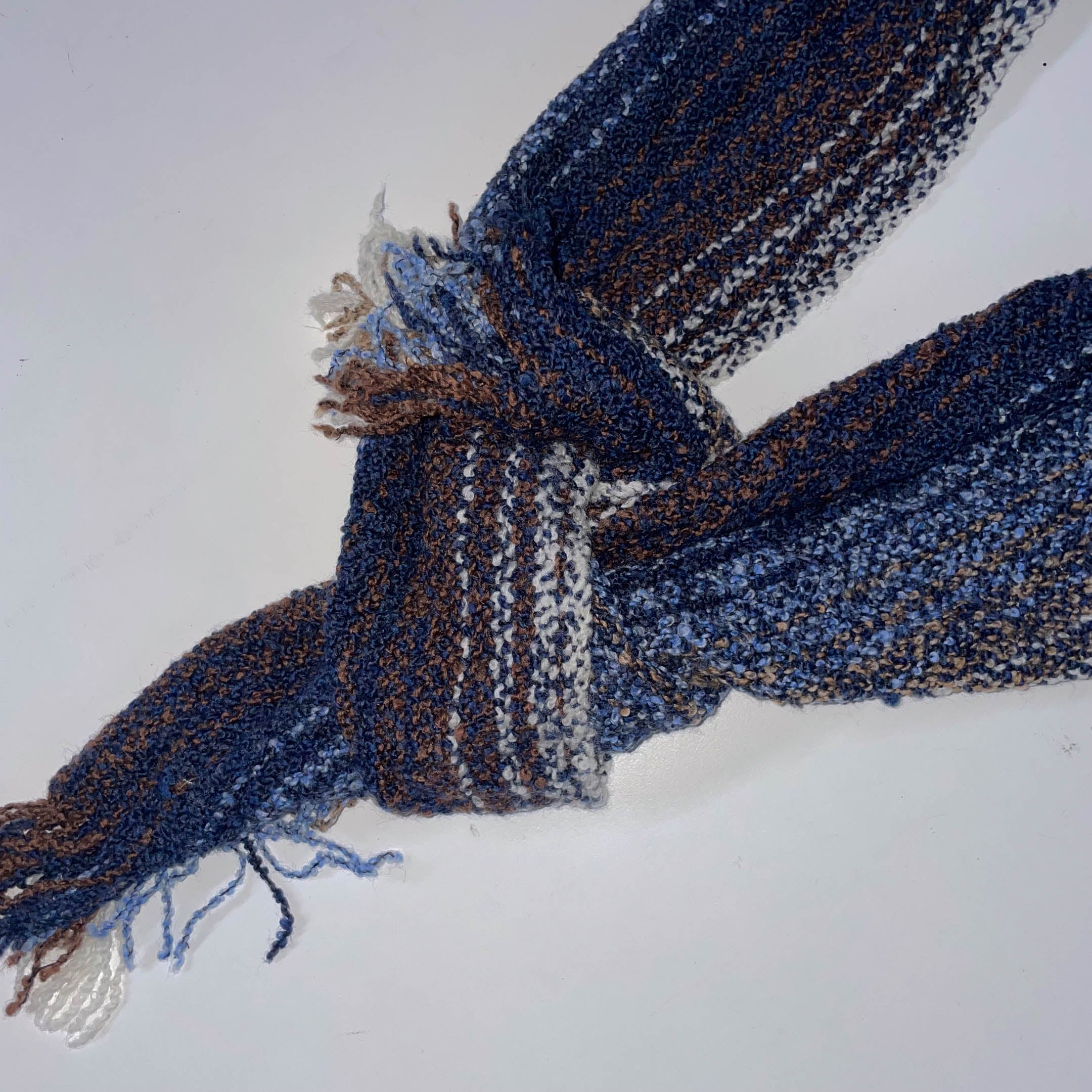 Vintage Mucros weavers multi stripe autumn basic scarf with fringe ends