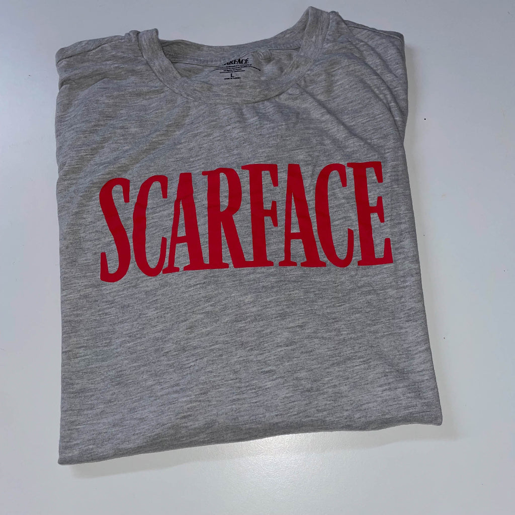 Vintage Men's Scarface grey large short sleeve tshirt | L 27 W 19| L |SKU 3688