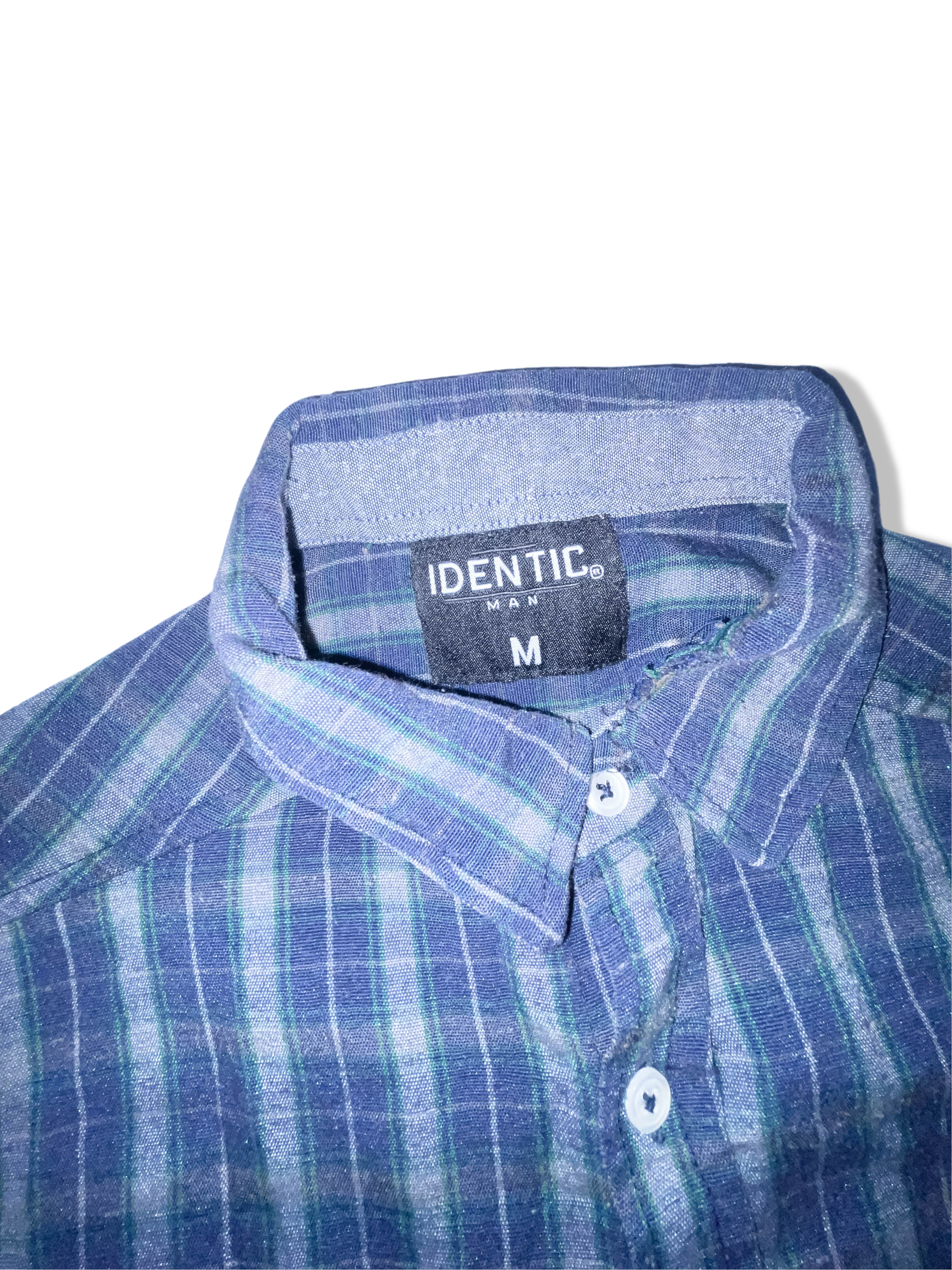 Vintage Identic man blue checkered medium short sleeve shirt