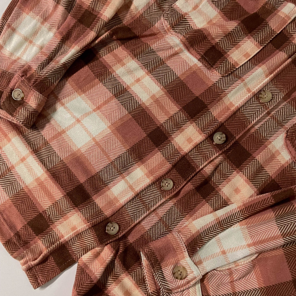 Vintage C & C California womens brown checkered long sleeve shirt in XL|SKU 3670