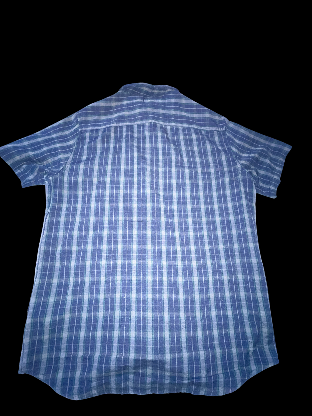 Vintage Identic man blue checkered medium short sleeve shirt