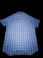 Vintage Identic man blue checkered medium short sleeve shirt