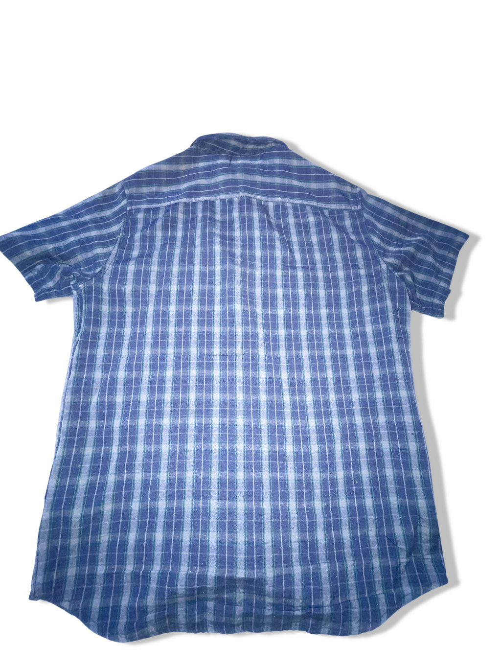 Vintage Identic man blue checkered medium short sleeve shirt