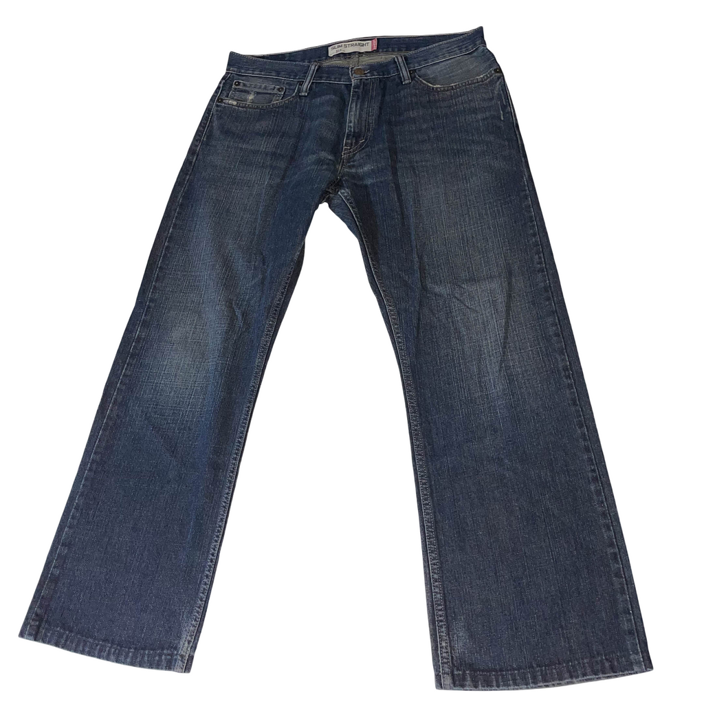 Vintage Levis 34 x 32 514 Slim Straight Medium Distressed blue Denim Jeans| 3731