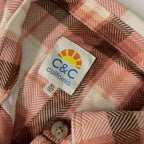 Vintage C & C California womens brown checkered long sleeve shirt in XL|SKU 3670