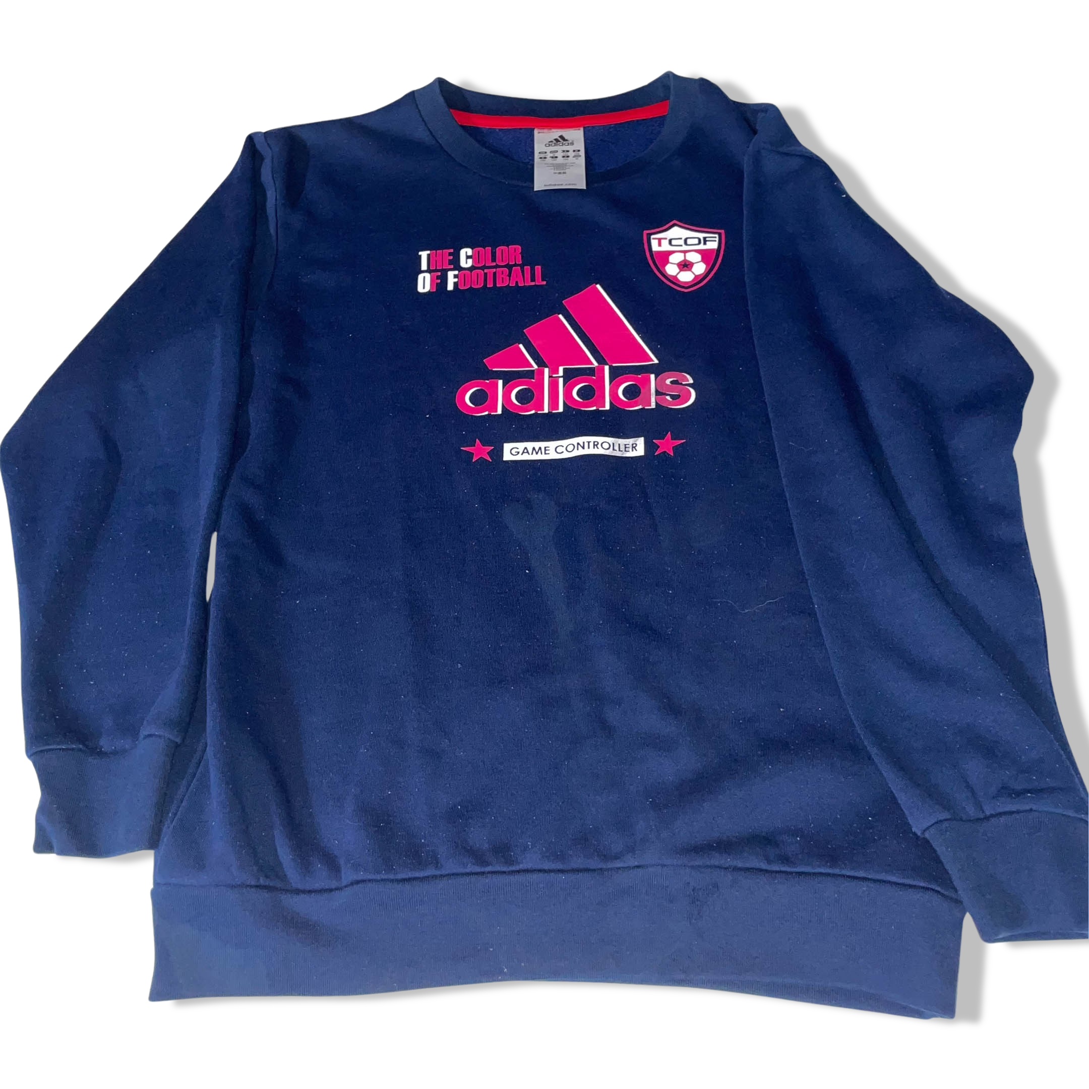 Vintage Adidas the color of football blue crew neck small sweatshirt