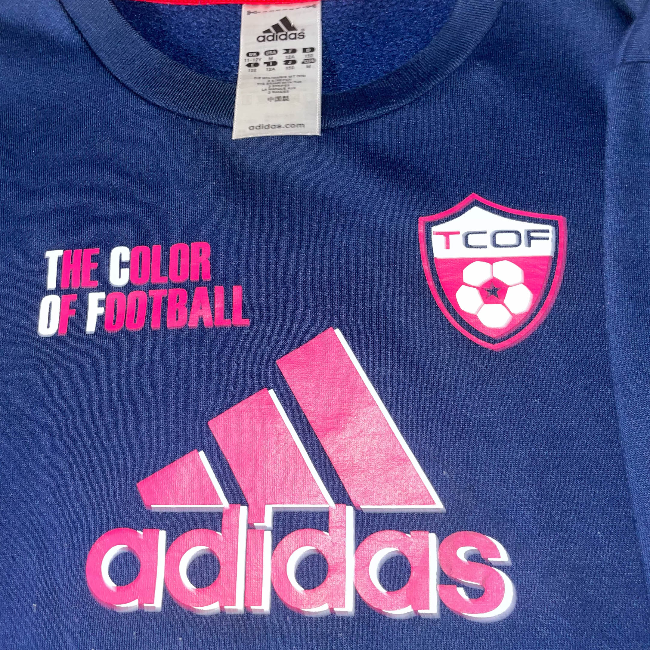 Vintage Adidas the color of football blue crew neck small sweatshirt