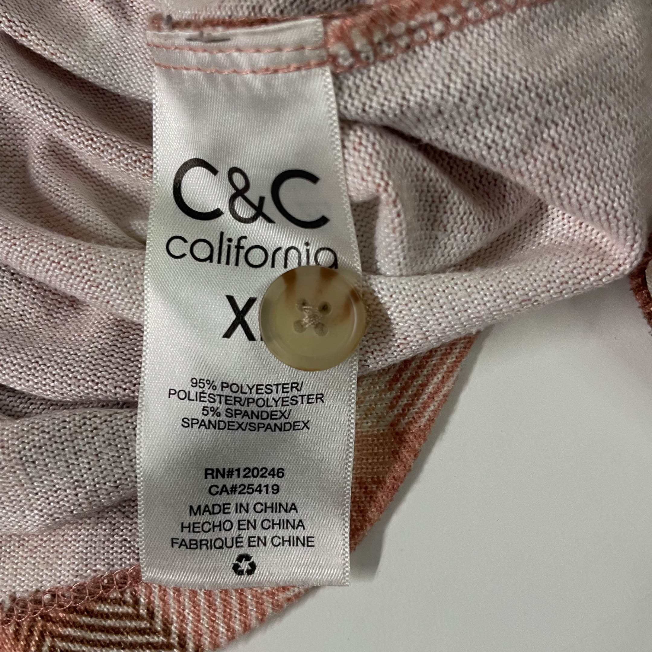 Vintage C&C California Women's XL Brown Checkered Long-Sleeve Shirt | SKU 3690