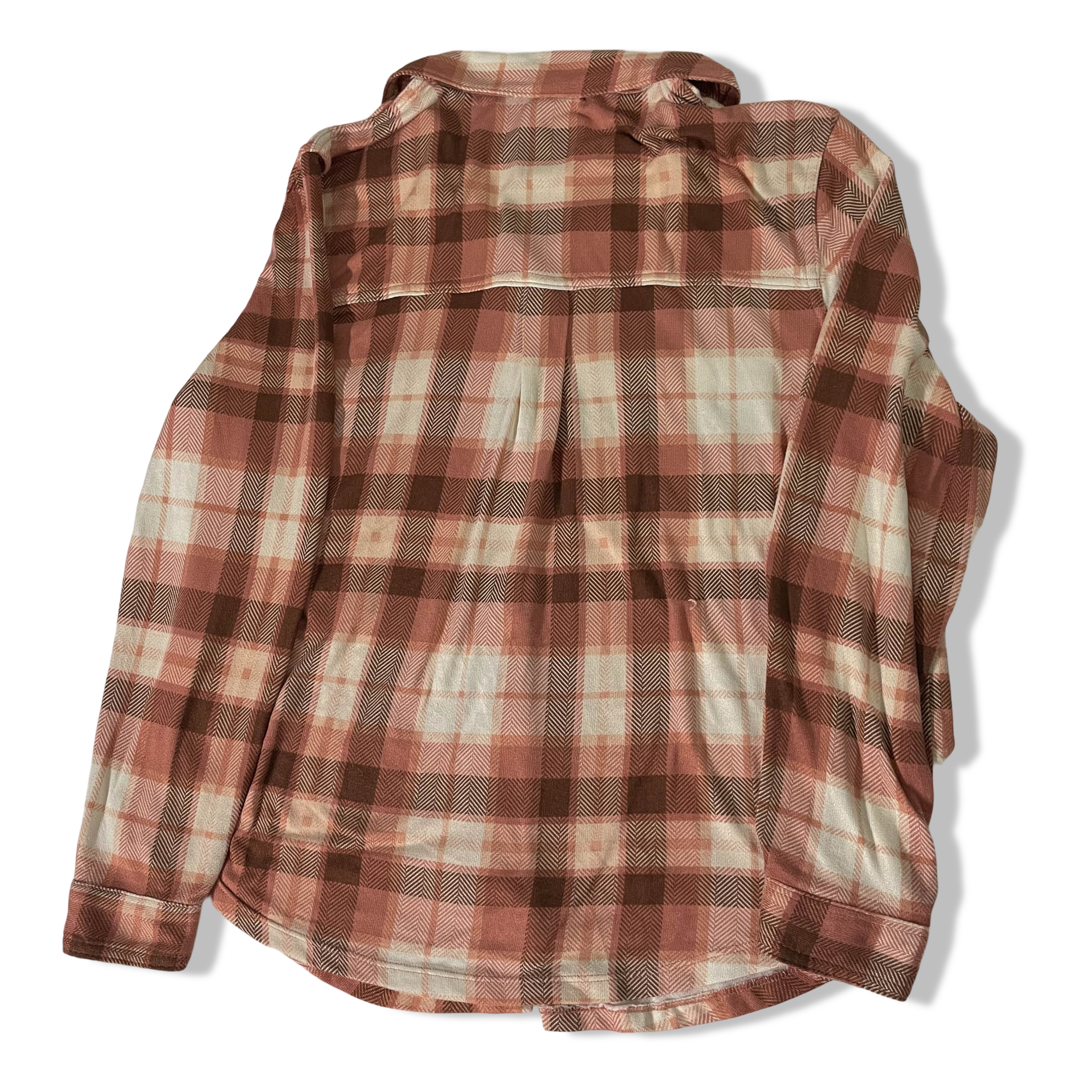 Vintage C & C California womens brown checkered long sleeve shirt in XL|SKU 3670