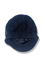Vintage black lined knitted beanie hat with studded crest