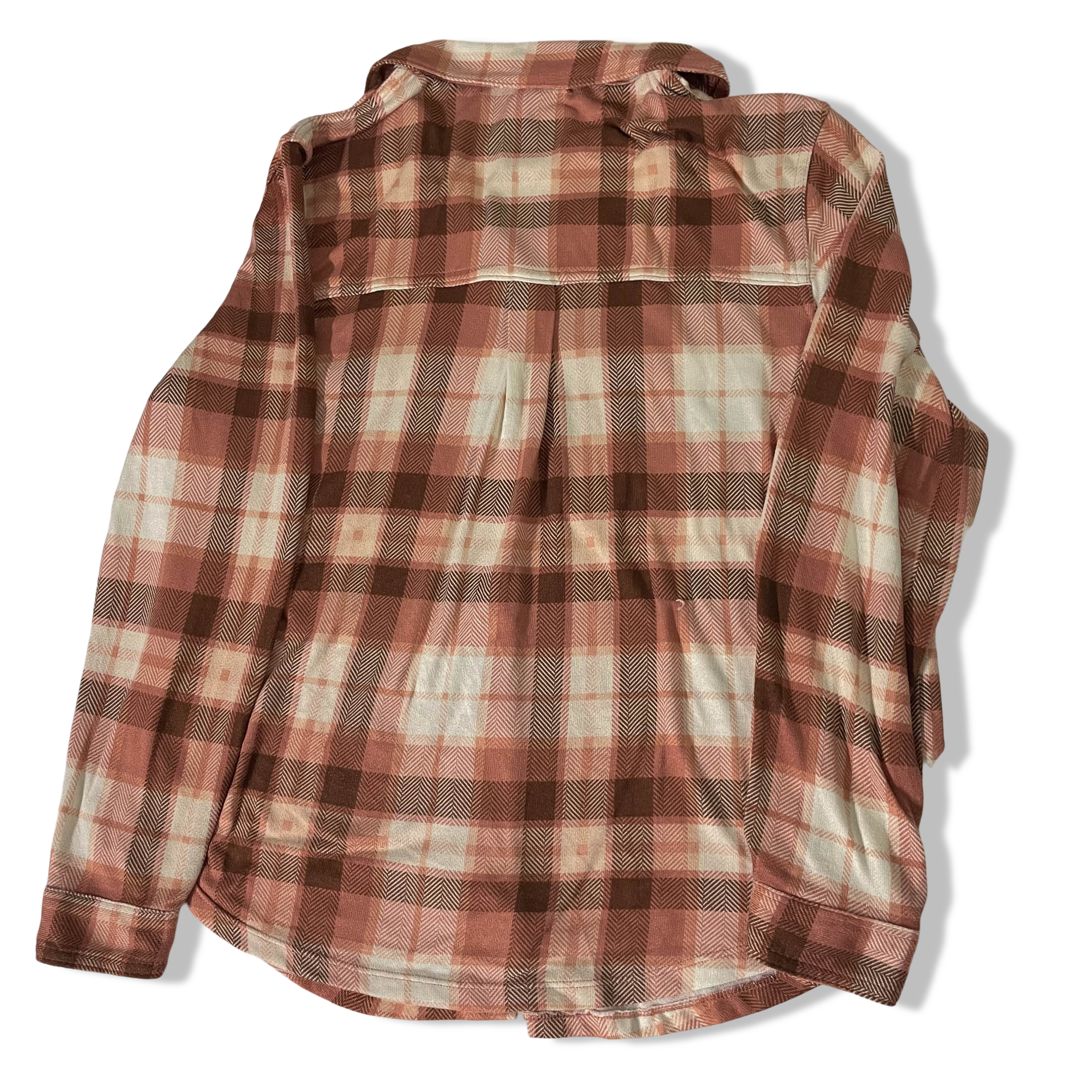 Vintage C & C California womens brown checkered long sleeve shirt in XL|SKU 3670