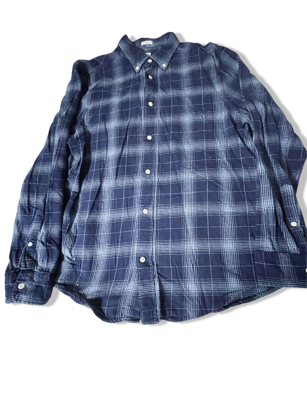 Vintage mens John Lewis regular fit blue checkered large long sleeve shirt