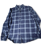 Vintage mens John Lewis regular fit blue checkered large long sleeve shirt