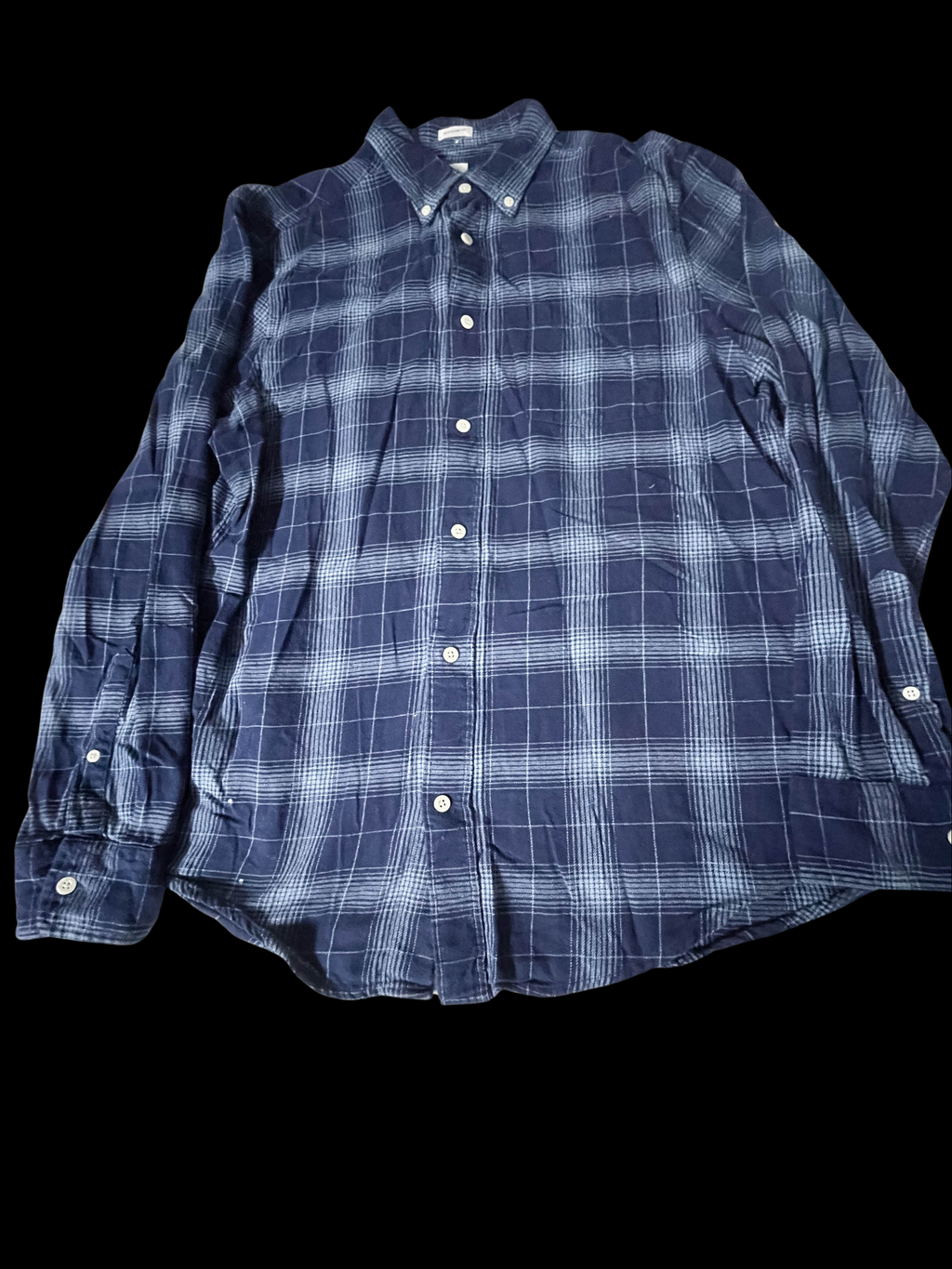 Vintage mens John Lewis regular fit blue checkered large long sleeve shirt