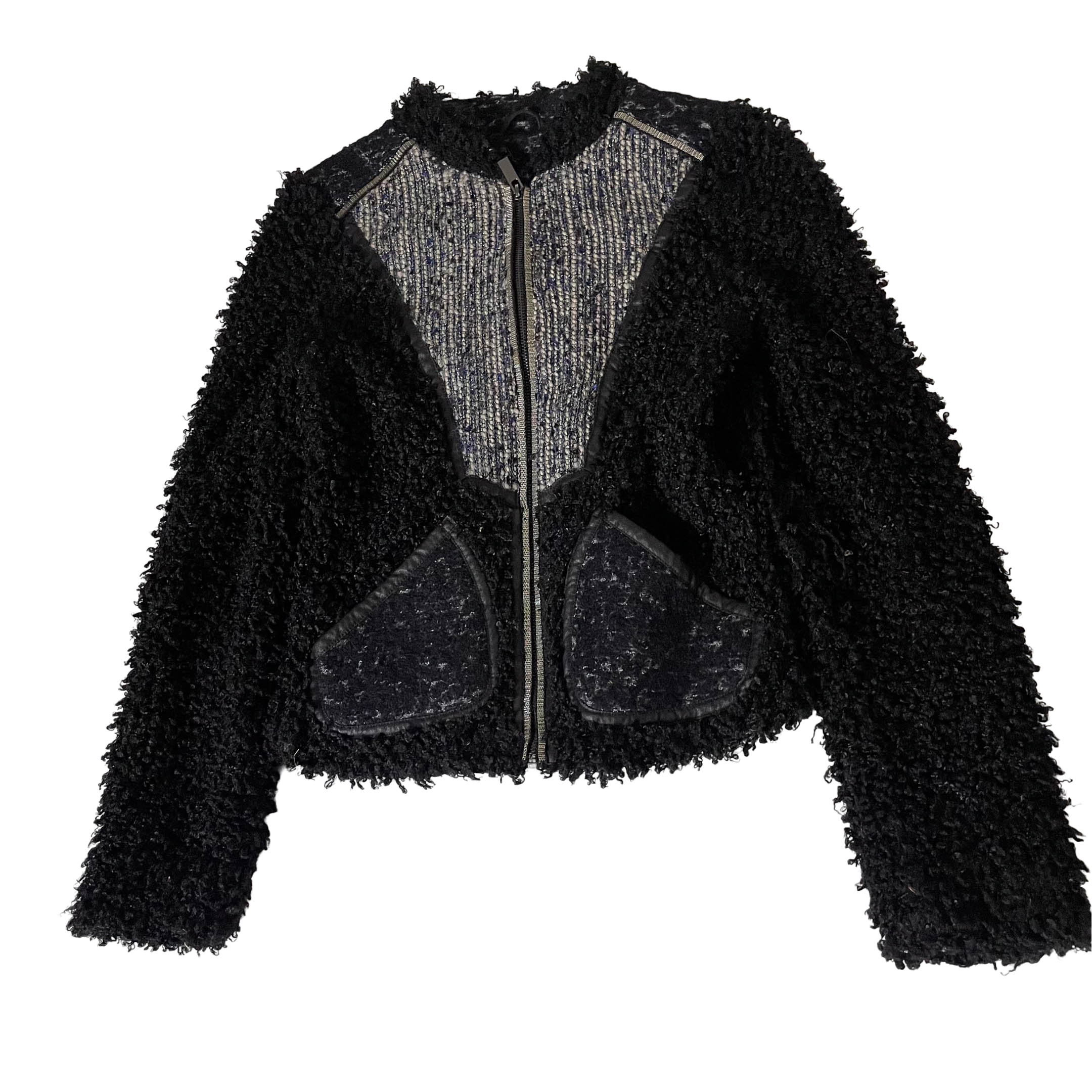 Vintage Cost Barcelona women's black faux fur full zip jacket in M| L22W14| 3732