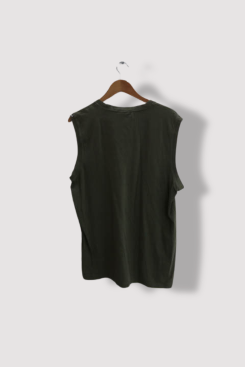 Vintage Khaki Green Adidas Print mens sleeveless XL tees