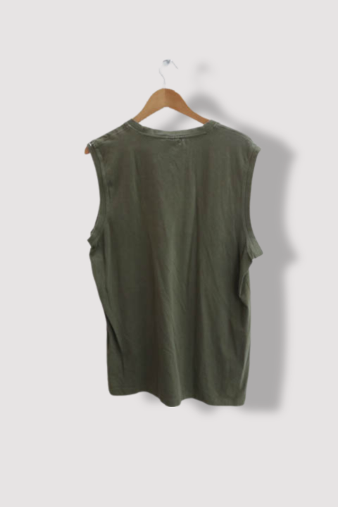 Vintage Khaki Green Adidas Print mens sleeveless XL tees