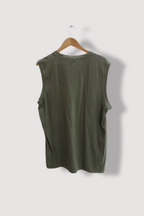 Vintage Khaki Green Adidas Print mens sleeveless XL tees