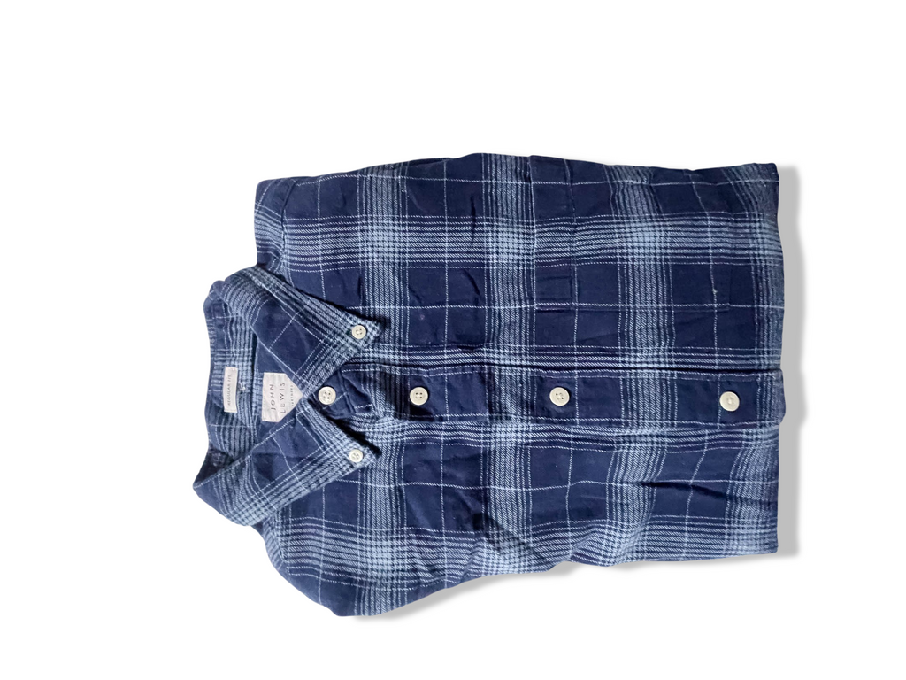 Vintage mens John Lewis regular fit blue checkered large long sleeve shirt