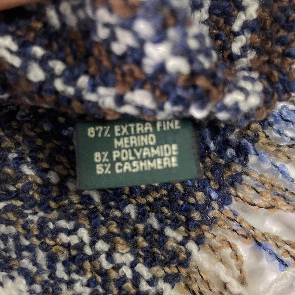 Vintage Mucros weavers multi stripe autumn basic scarf with fringe ends