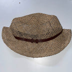 Vintage cream summer crochet raffia straw hat