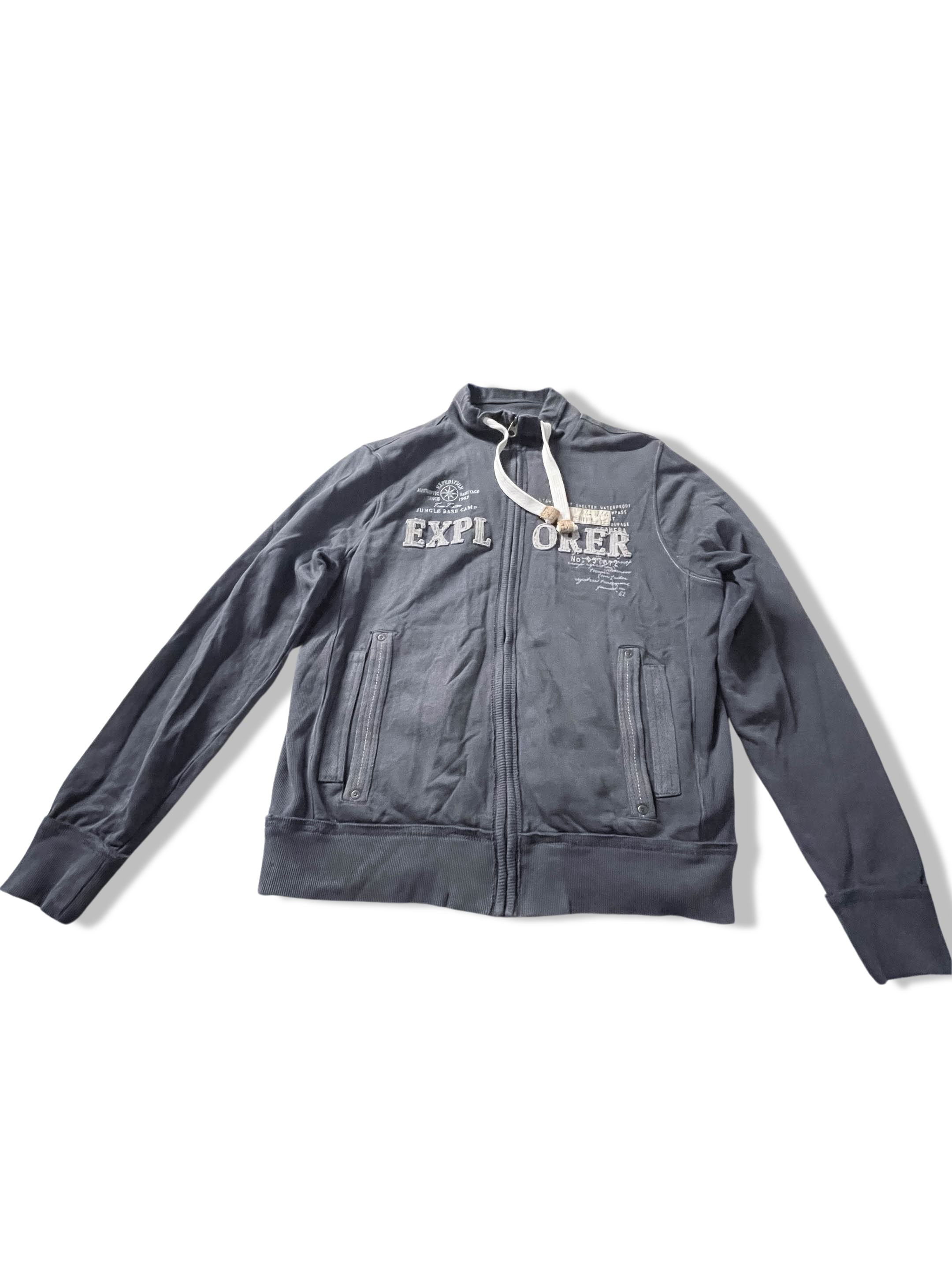 Vintage mens Tom Tailor Explorer high neck full zip up grey medium sweatshirt