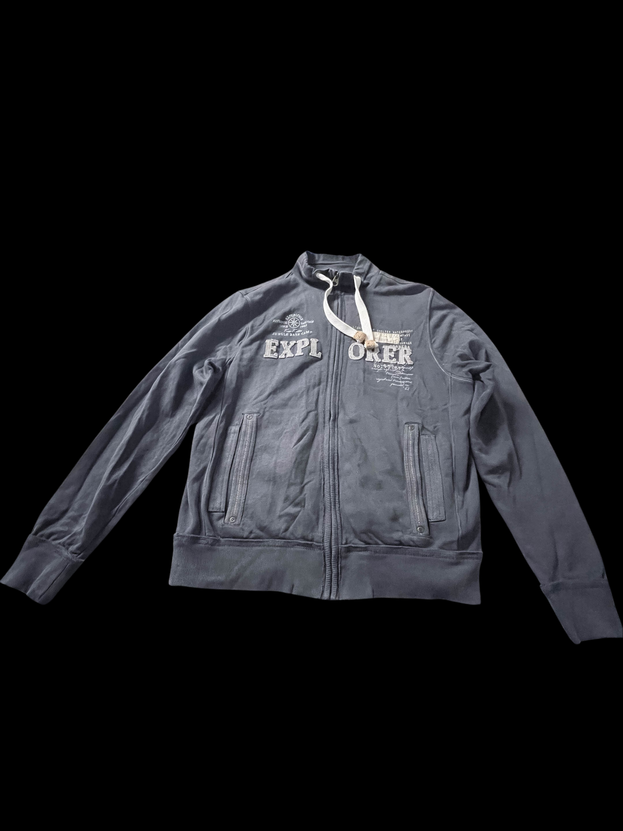 Vintage mens Tom Tailor Explorer high neck full zip up grey medium sweatshirt