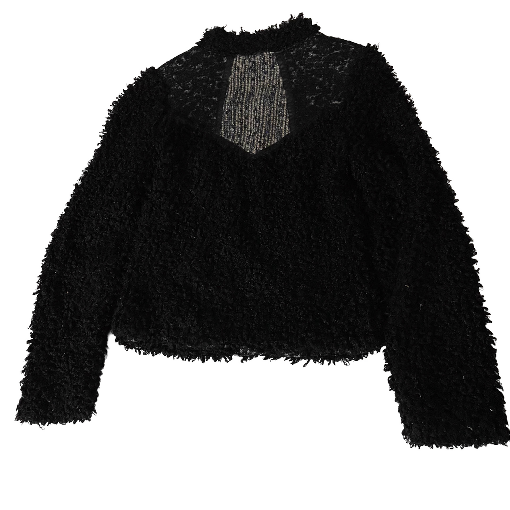 Vintage Cost Barcelona women's black faux fur full zip jacket in M| L22W14| 3732