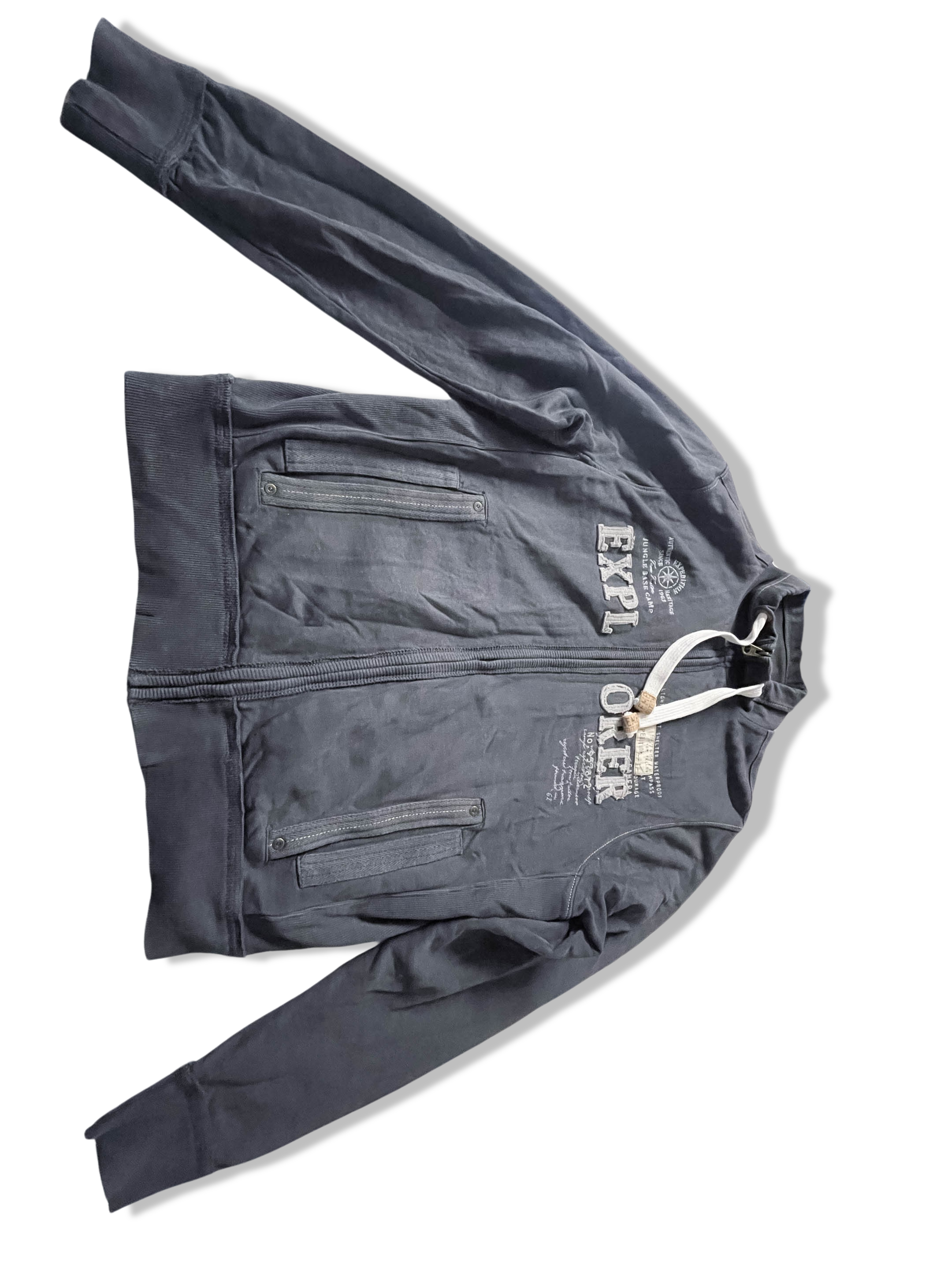 Vintage mens Tom Tailor Explorer high neck full zip up grey medium sweatshirt