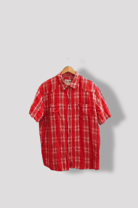 Vintage mens wrangler red checkered short sleeve shirt XXL