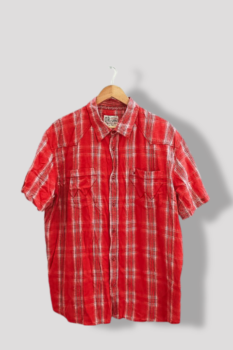 Vintage mens wrangler red checkered short sleeve shirt XXL