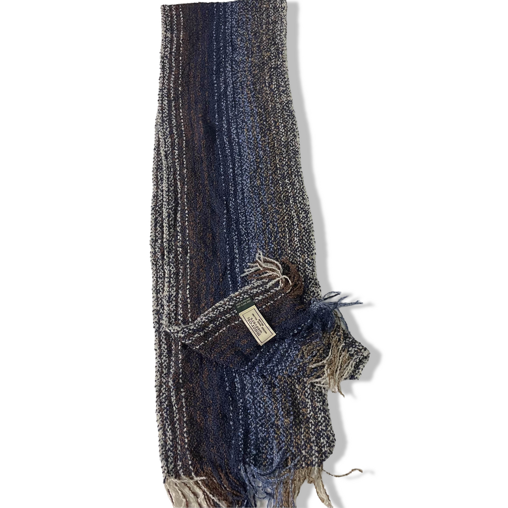 Vintage Mucros weavers multi stripe autumn basic scarf with fringe ends