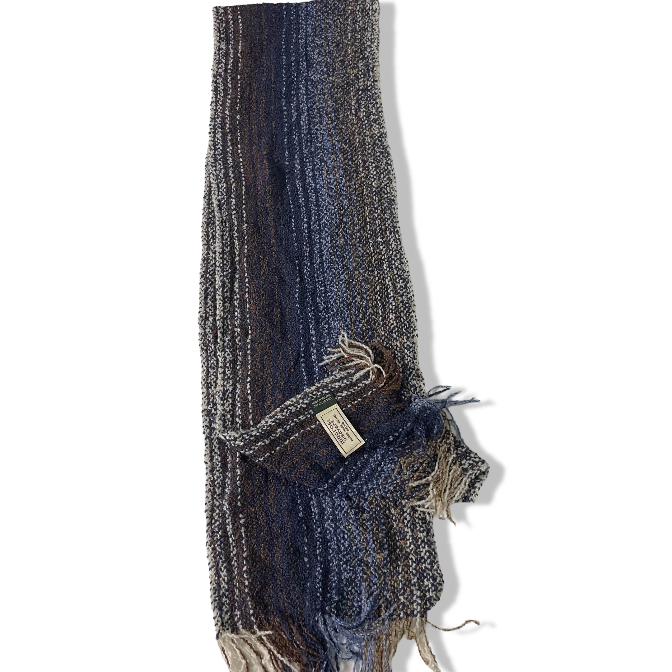 Vintage Mucros weavers multi stripe autumn basic scarf with fringe ends