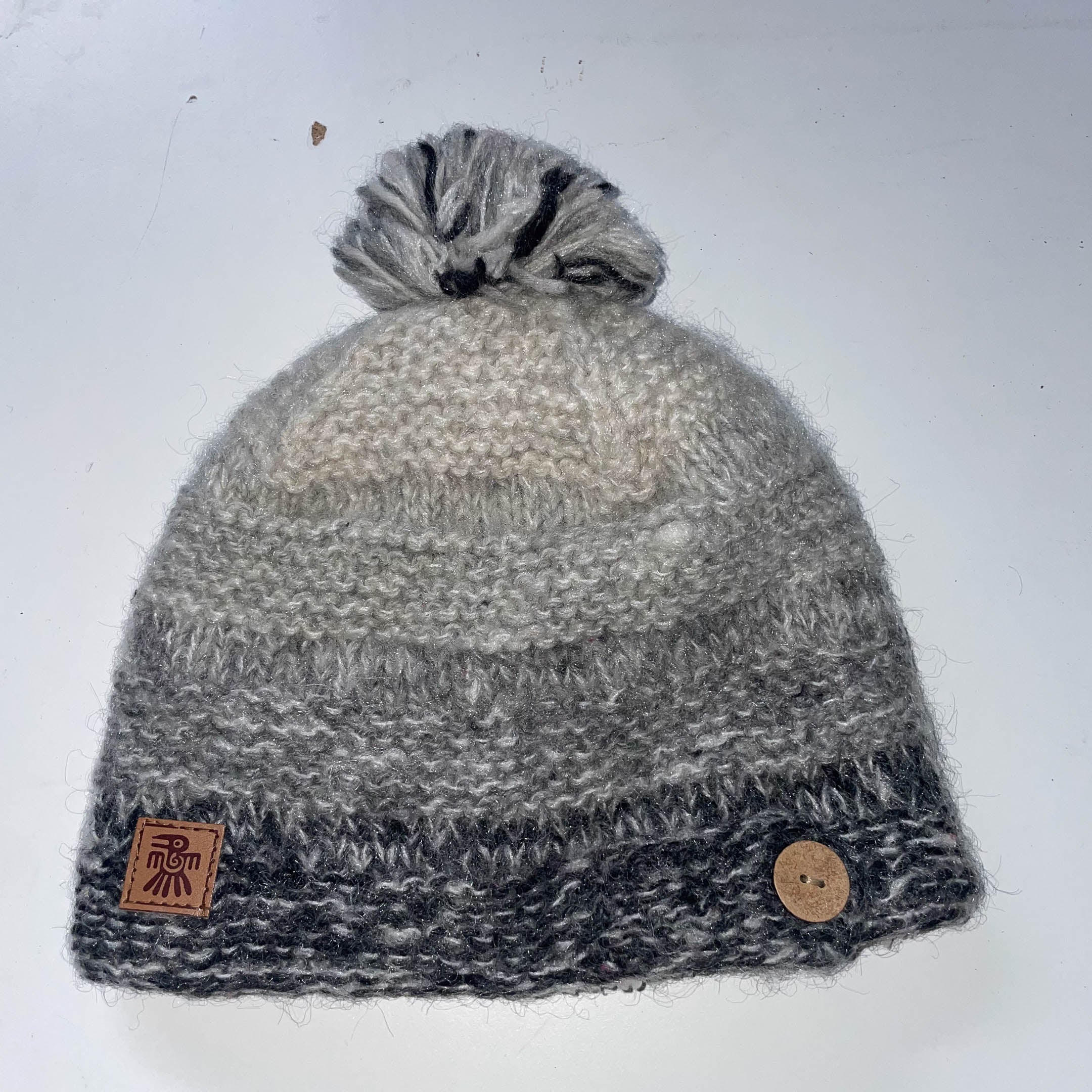 Vintage grey pachamama wool beanie cap